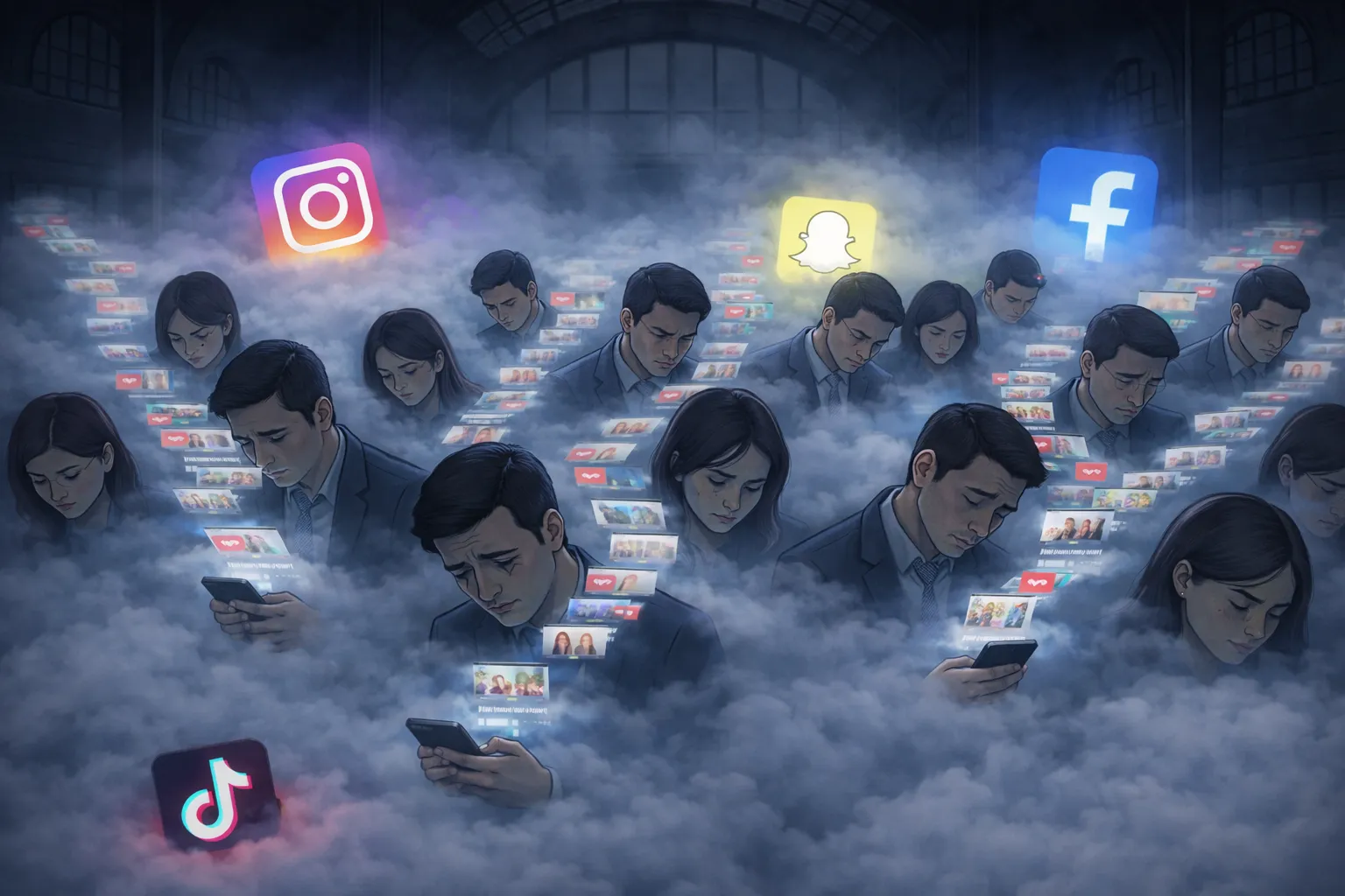 People trapped in doom scrolling