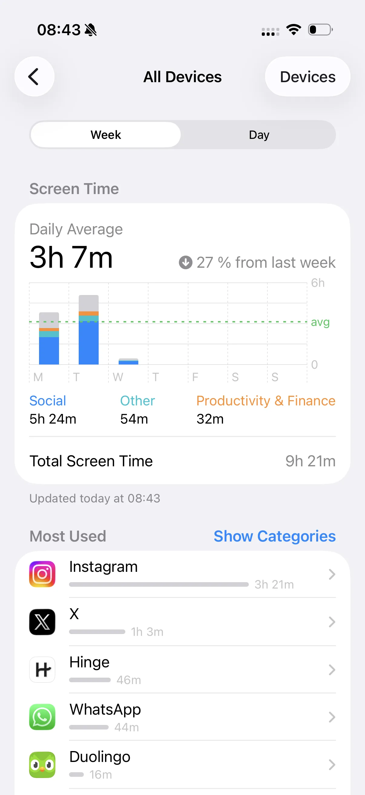 Choosing time in EvilEye app